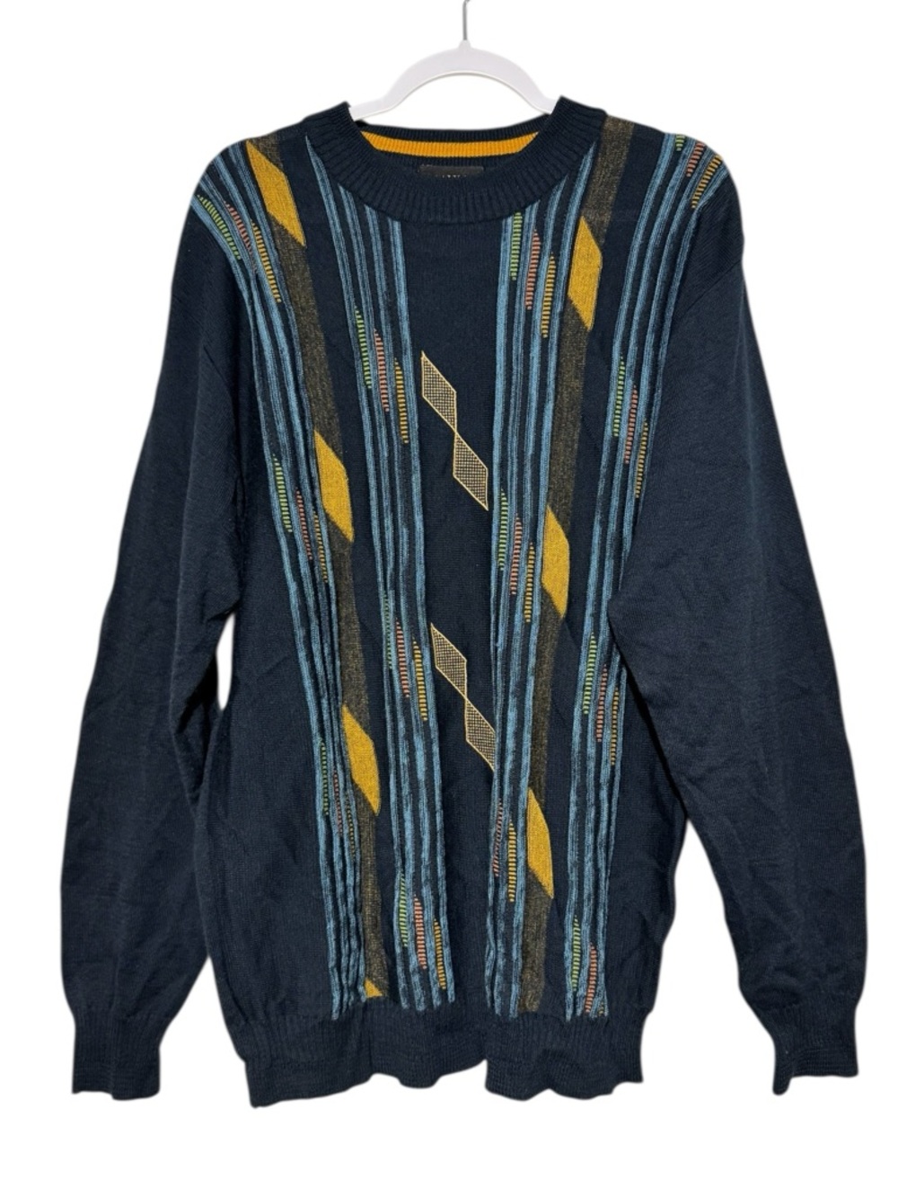 Milo Vintage 3D‎ Knit Wool Sweater Men Size XL Crewneck Classic Fall Winter Cozy